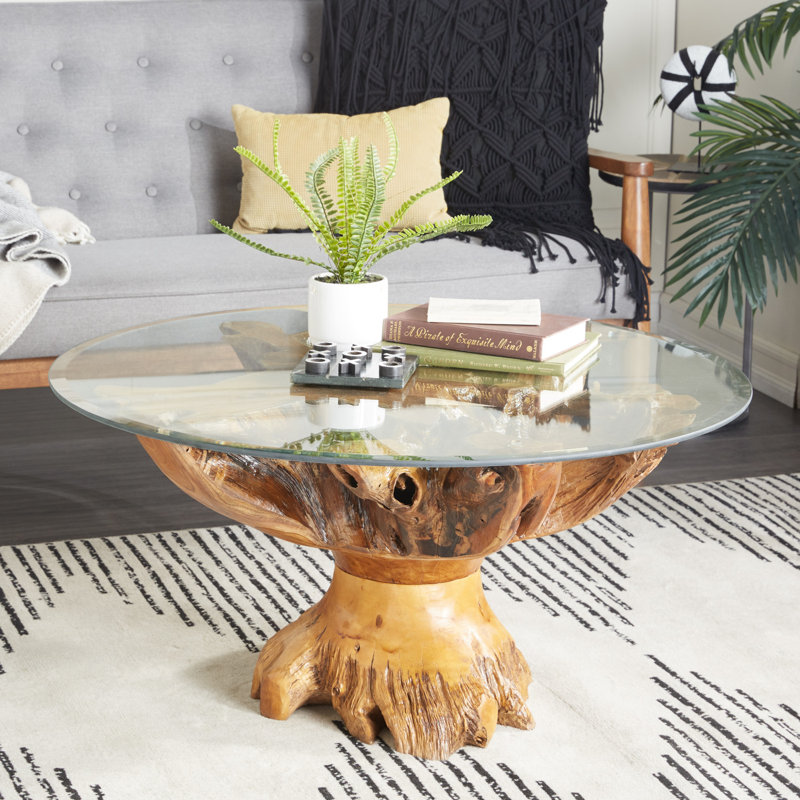 Wayfair glass and wood coffee table discount